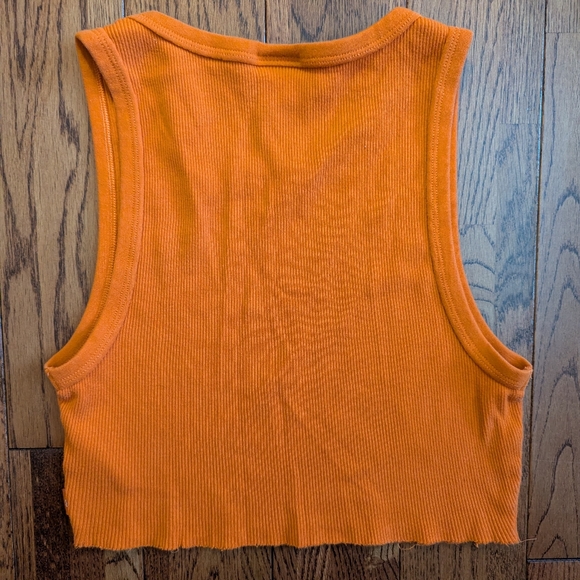 TNA Orange Ribbed Crop Top - Womens S - Picture 2 of 2
